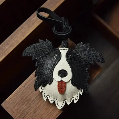 Charming Puppy-Themed Cowhide Key Chains & Backpack Charms