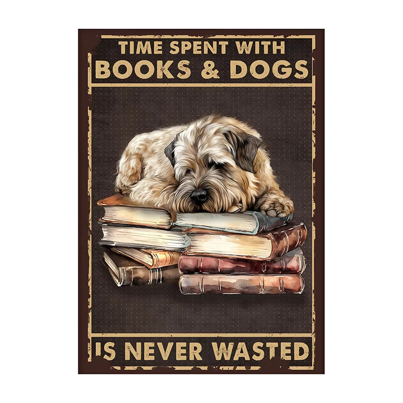 Charming Dog & Books Canvas Print - Perfect for Dog Lovers