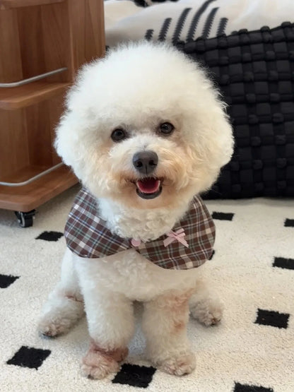 Retro Plaid Shawl Bib for Small Dogs & Cats