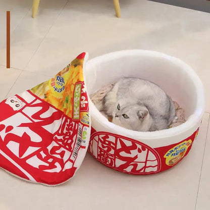 Instant Noodle Cozy Nest Bed for Cat, Cat Bed