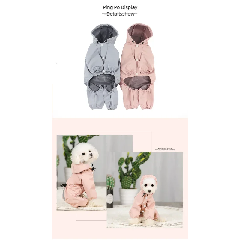 Mystery Paw Four-Legged Waterproof Dog Raincoat for Spring and Summer