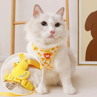 Mystery Paw Cartoon Duck Harness & Leash Set for Small Dogs & Cats