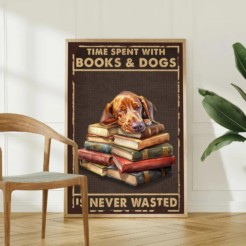 Charming Dog & Books Canvas Print - Perfect for Dog Lovers