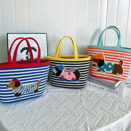 Trendy Large Capacity Cotton Rope Dog Shoulder Bag
