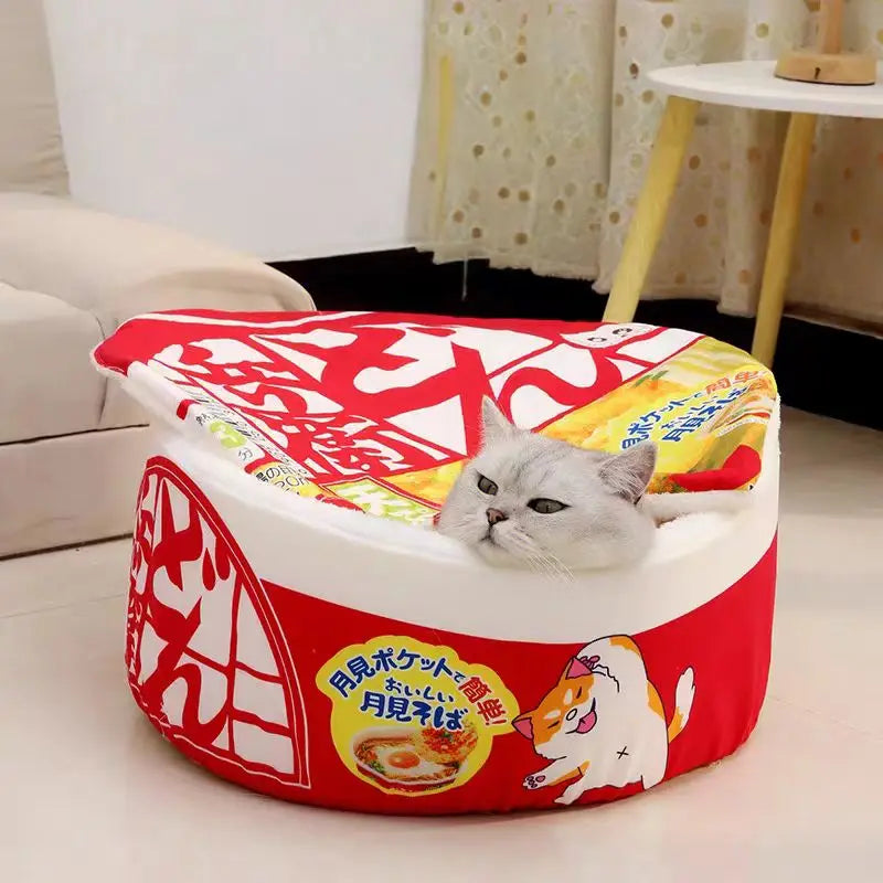 Instant Noodle Cozy Nest Bed for Cat, Cat Bed