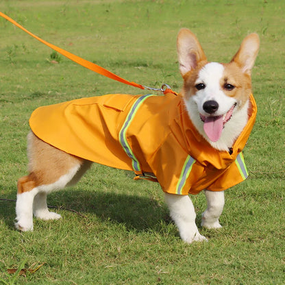 Corgi Style Waterproof Hooded Raincoat for Dogs