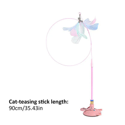 Mystery Paw Suction Cup Feather Teaser Wand - Endless Fun for Your Feline!