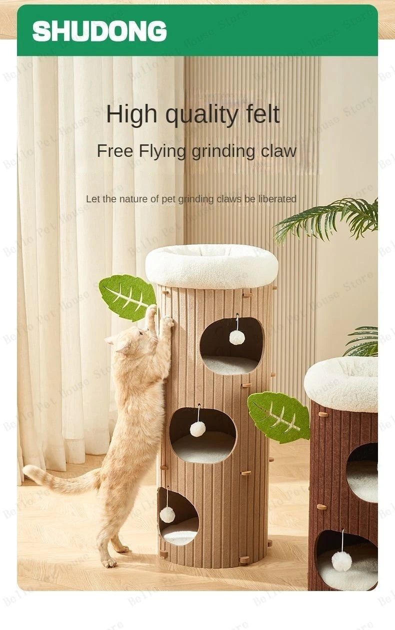 Mystery Paw Multi-layer Felt Cat Tree House & Scratcher