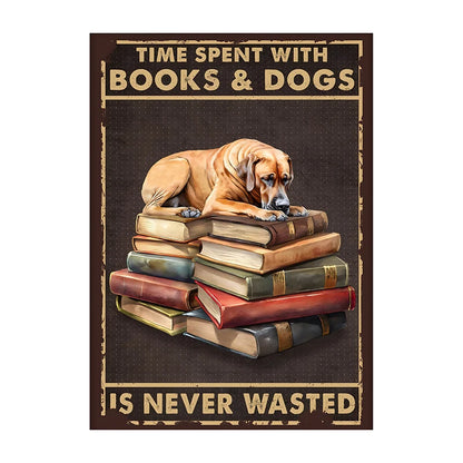 Charming Dog & Books Canvas Print - Perfect for Dog Lovers