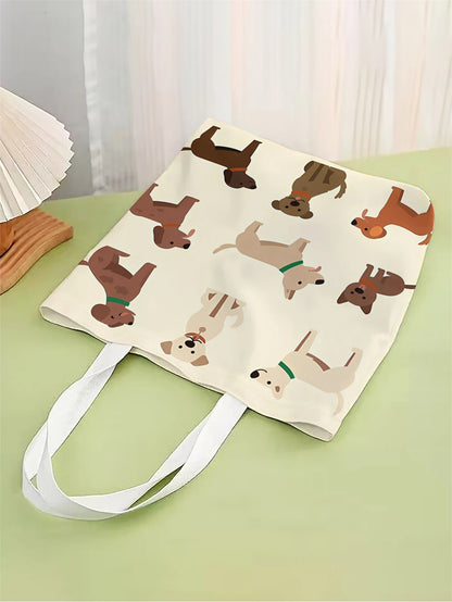 Cartoon Dog Canvas Tote - Stylish & Eco-Friendly Shopping Bag
