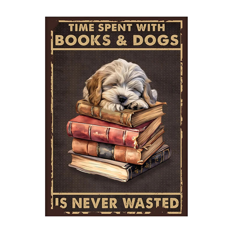 Charming Dog & Books Canvas Print - Perfect for Dog Lovers