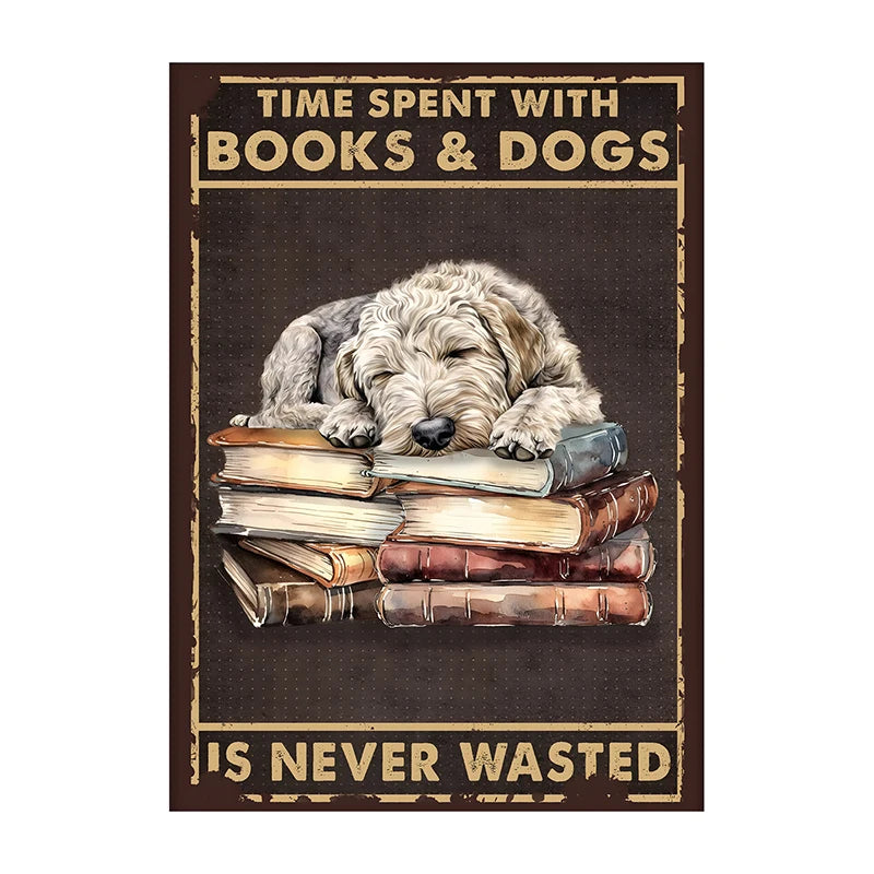 Charming Dog & Books Canvas Print - Perfect for Dog Lovers