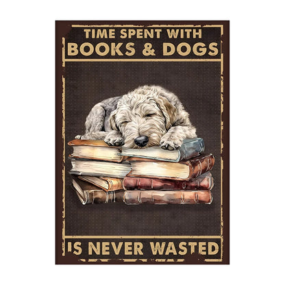 Charming Dog & Books Canvas Print - Perfect for Dog Lovers