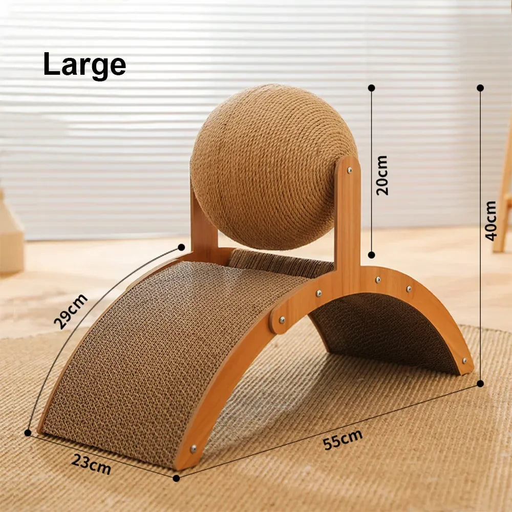 Mystery Paw 2-in-1 Wooden Cat Scratcher & Sisal Ball – Stylish Cat Furniture for Healthy Scratching