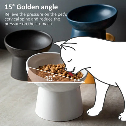 Nordic Style Elevated Ceramic Pet Bowls for Cats & Dogs