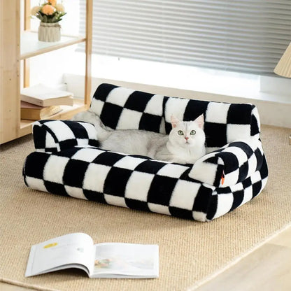 Mystery Paw Plush Pet Bed - Cozy Couch for Cats & Dogs
