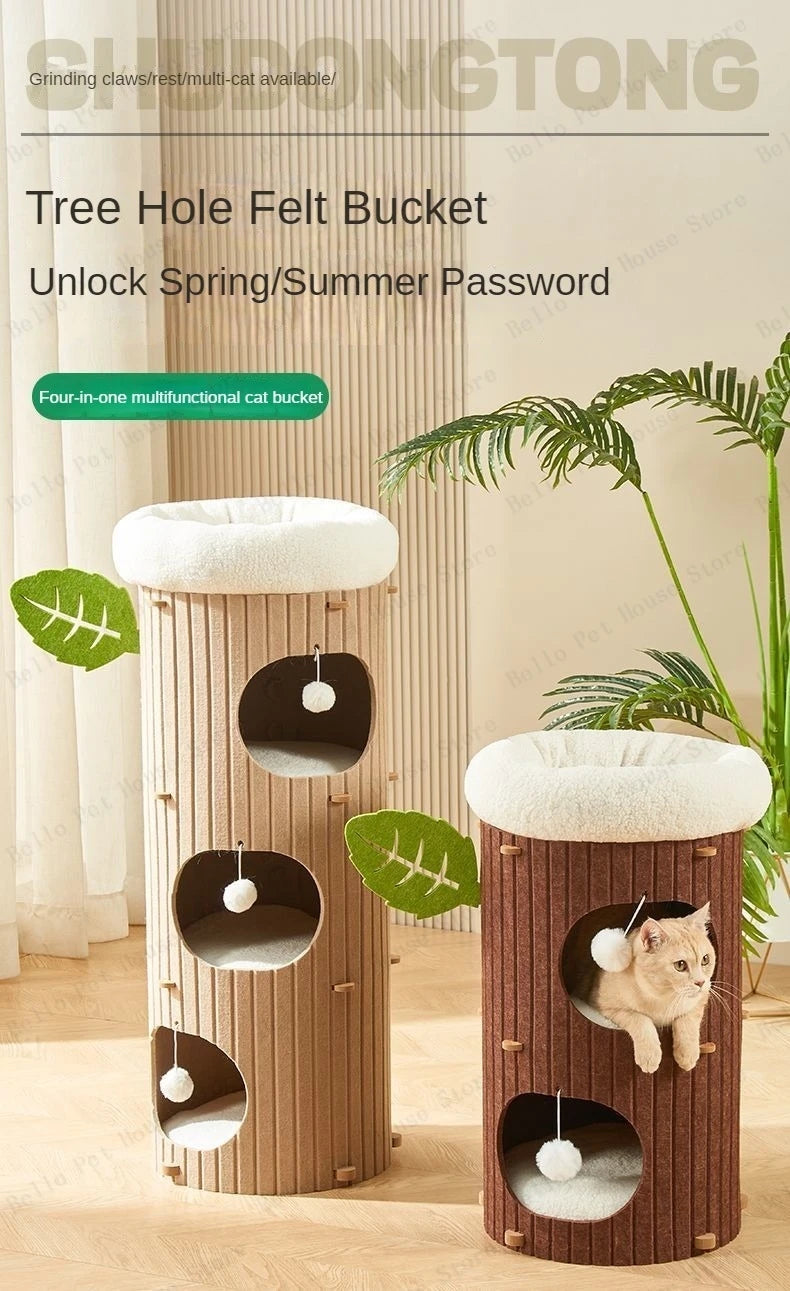 Mystery Paw Multi-layer Felt Cat Tree House & Scratcher