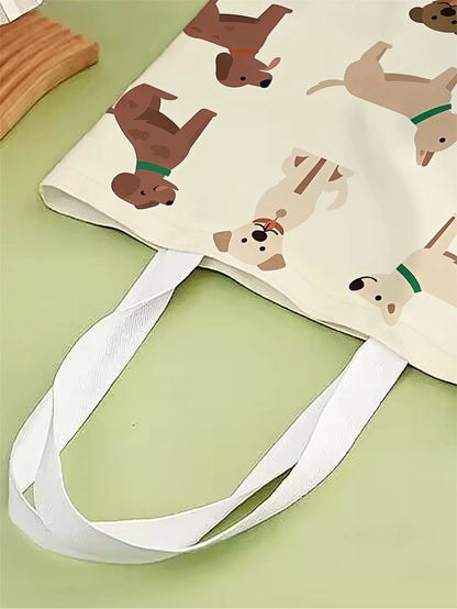 Cartoon Dog Canvas Tote - Stylish & Eco-Friendly Shopping Bag