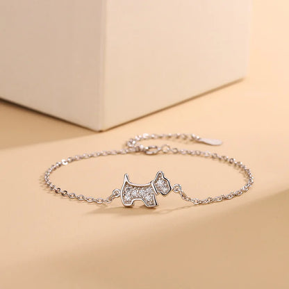 925 Sterling Silver Zircon Puppy Dog Stud Earrings