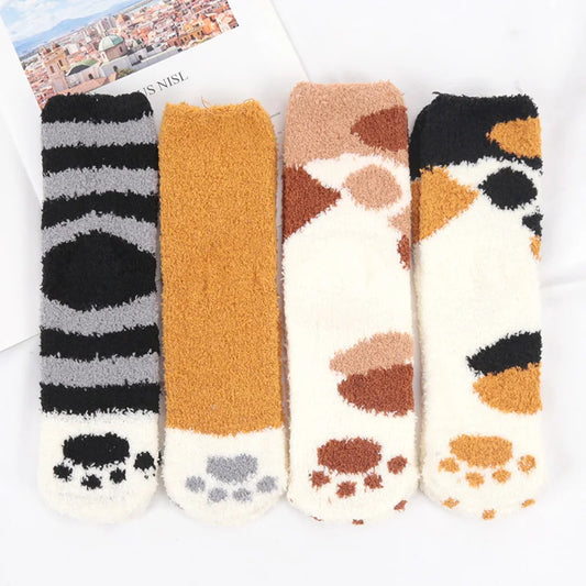 Kawaii Animal Paw Pattern Socks - Cozy 3D Dog & Cat Design