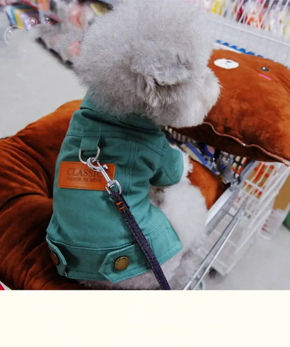 Mystery Paw Spring & Summer Dog Denim Vest with Leash Ring