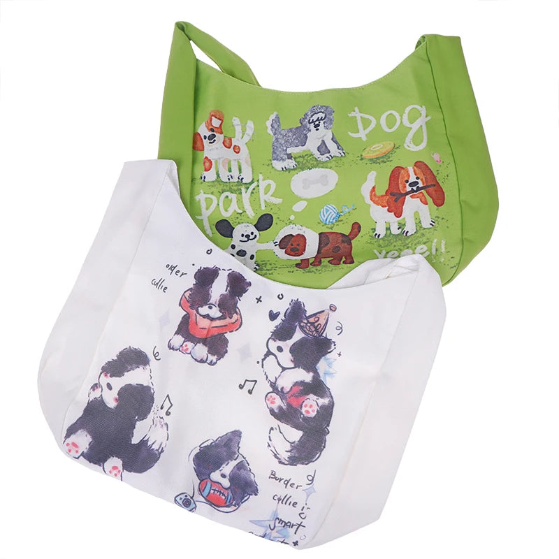Mystery Paw Fresh Green Puppy Shoulder Bag - Stylish and Spacious Tote