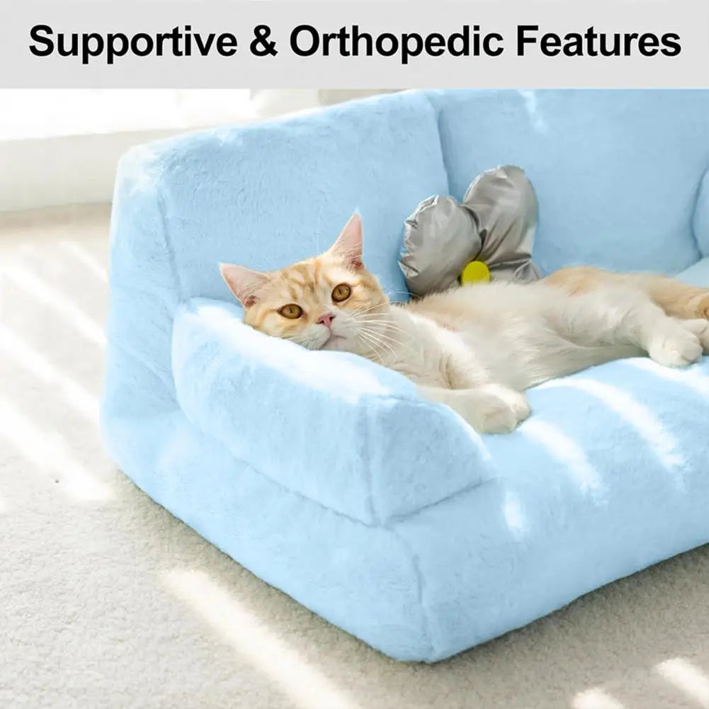 Mystery Paw Plush Pet Bed - Cozy Couch for Cats & Dogs
