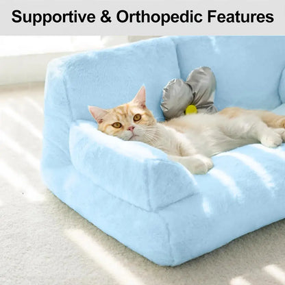 Mystery Paw Plush Pet Bed - Cozy Couch for Cats & Dogs