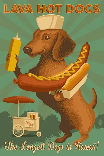 Kawaii Dachshund Dog Canvas Wall Art for Home Decor