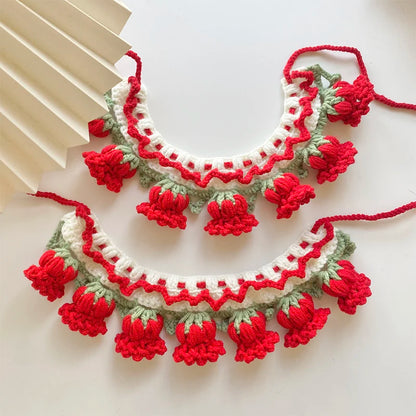 Handmade Knit Collar with Orchid Bell for Cats & Dogs
