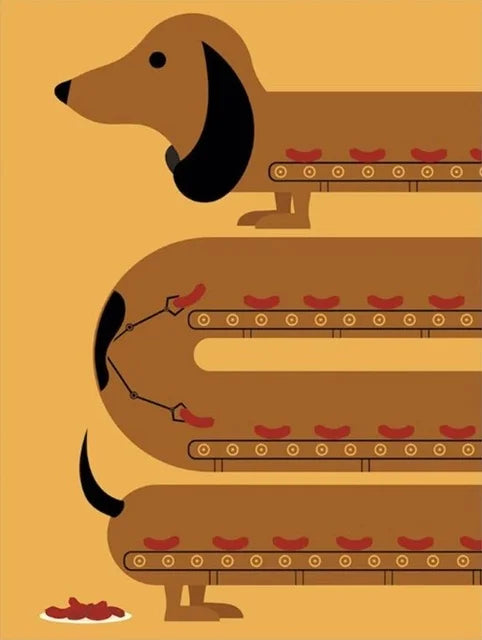 Kawaii Dachshund Dog Canvas Wall Art for Home Decor