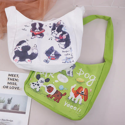 Mystery Paw Fresh Green Puppy Shoulder Bag - Stylish and Spacious Tote