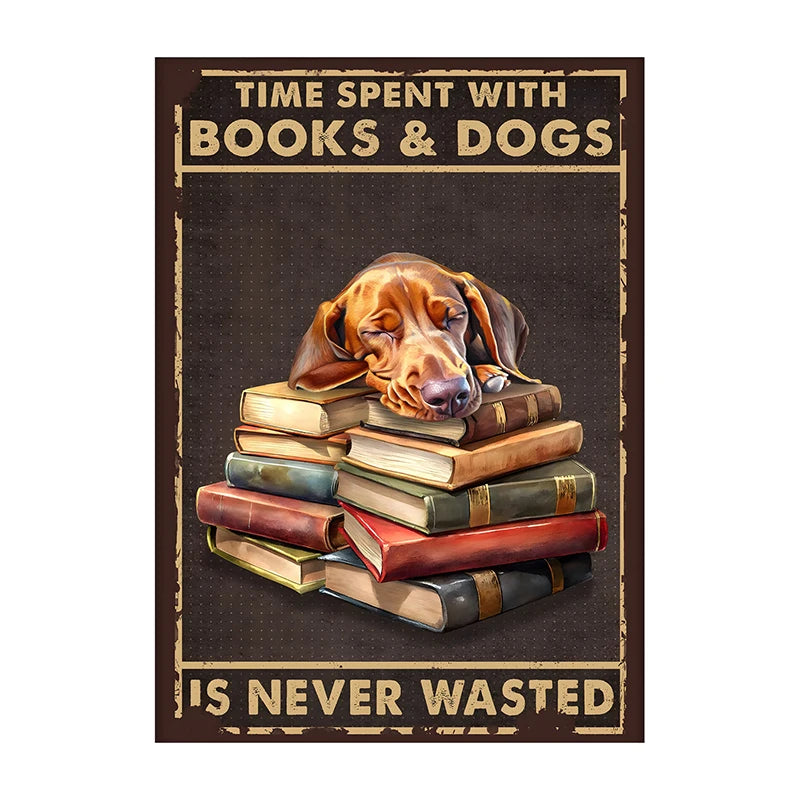 Charming Dog & Books Canvas Print - Perfect for Dog Lovers