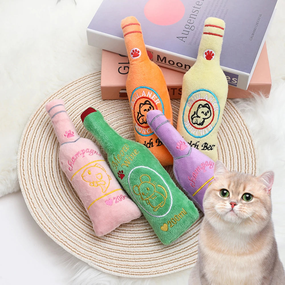 Mystery Paw Funny Bottle Plush Catnip Toy - Crinkle & Mint Fun for Cats!