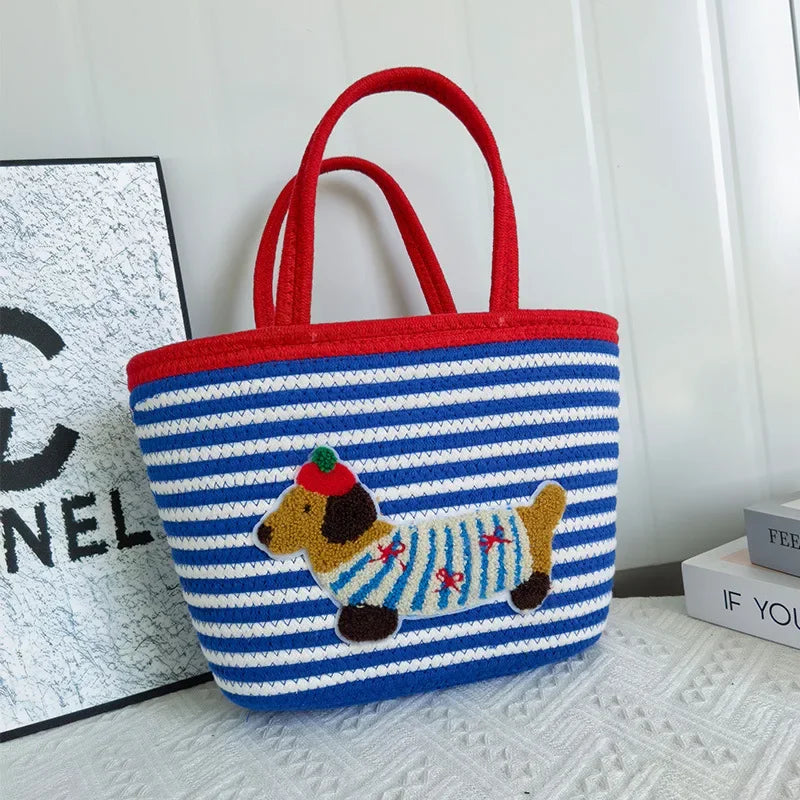 Trendy Large Capacity Cotton Rope Dog Shoulder Bag