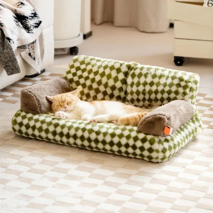 Mystery Paw Plush Pet Bed - Cozy Couch for Cats & Dogs