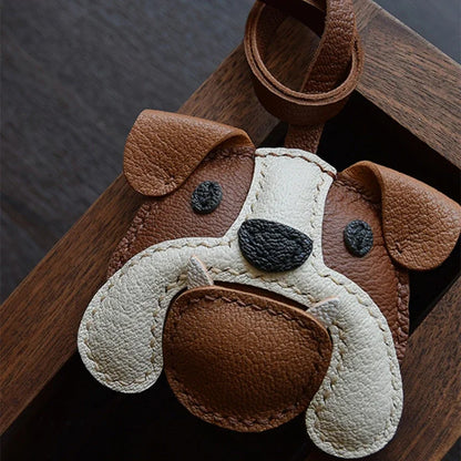 Charming Puppy-Themed Cowhide Key Chains & Backpack Charms
