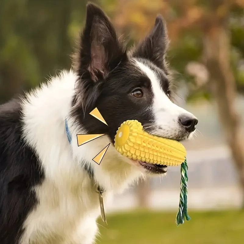 Mystery Paw Indestructible Corn Dog Chew Toy - Interactive Toothbrush for Aggressive Chewers