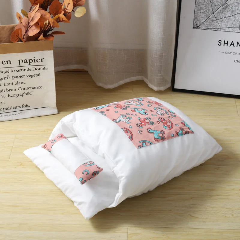 Kawaii Removable Washable Cat Bed House - Cozy Cave for Cats & Small Dogs