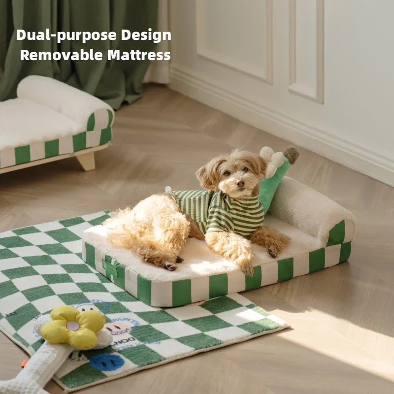 Mystery Paw Elevated Pet Bed with Cozy Pad & Pillow