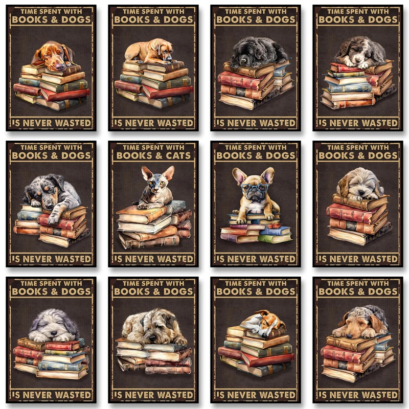 Charming Dog & Books Canvas Print - Perfect for Dog Lovers