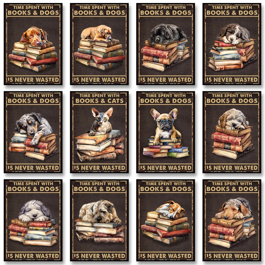 Charming Dog & Books Canvas Print - Perfect for Dog Lovers