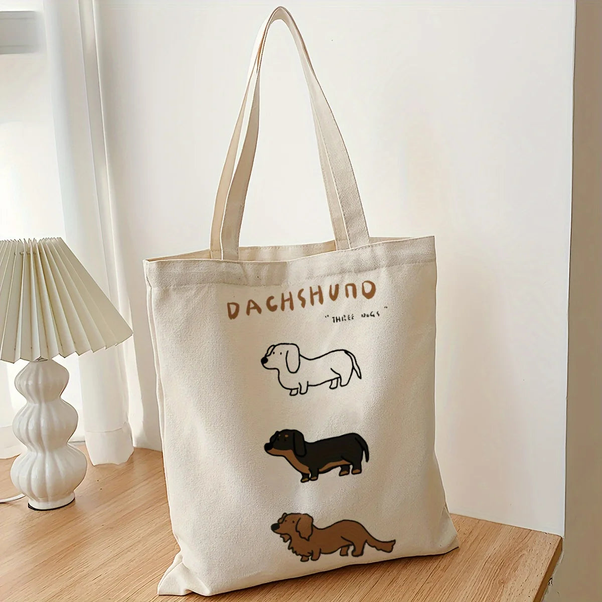 Dachshund Delight Canvas Tote Bag - Adorable Sausage Dog Design for Pet Lovers