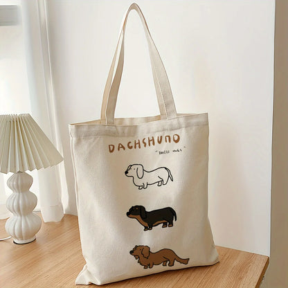 Dachshund Delight Canvas Tote Bag - Adorable Sausage Dog Design for Pet Lovers