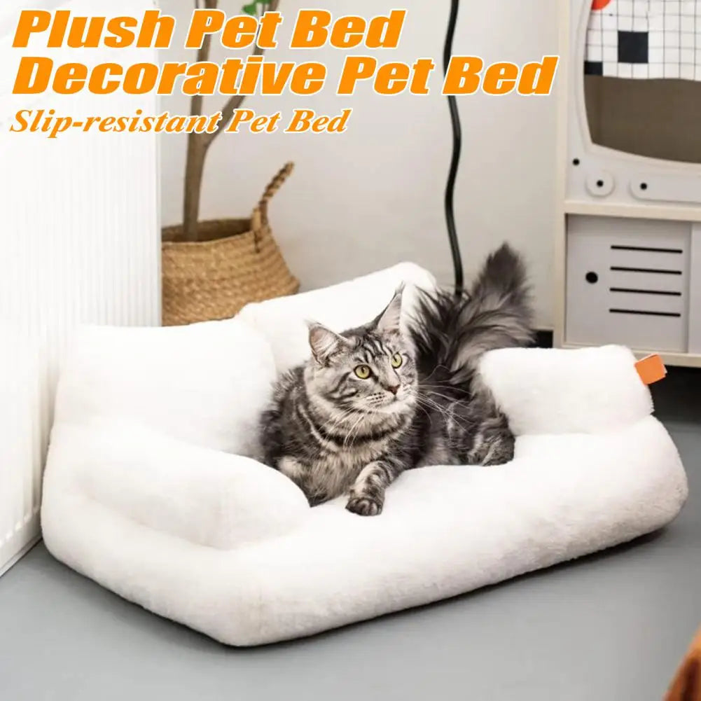Mystery Paw Plush Pet Bed - Cozy Couch for Cats & Dogs
