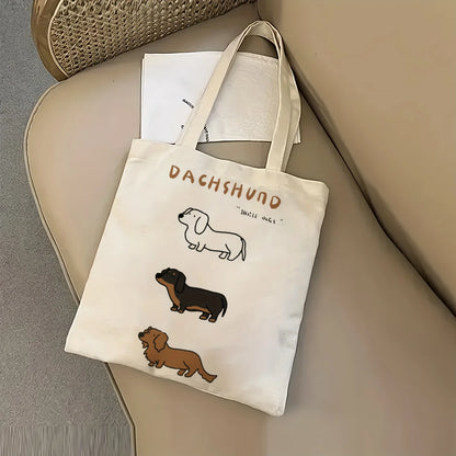 Dachshund Delight Canvas Tote Bag - Adorable Sausage Dog Design for Pet Lovers