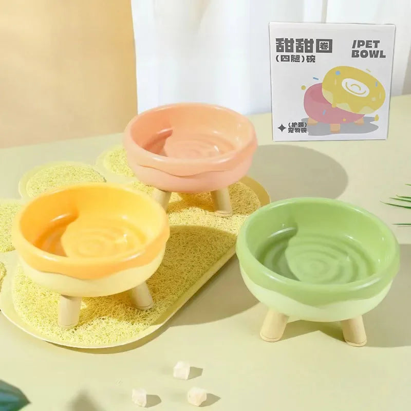 Colorful Tall Cat and Small Dog Feeding Bowl with Non-Slip Base
