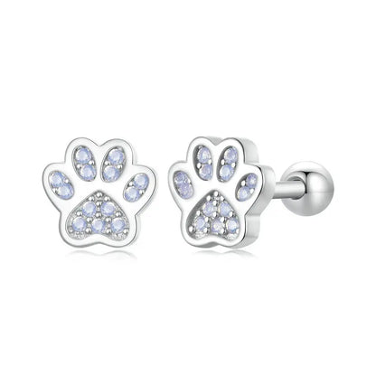 Mystery Paw Sterling Silver Pink Opal Paw Earrings - Purrfect Gift!