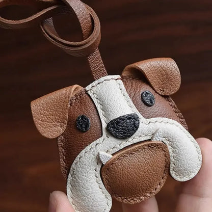 Charming Puppy-Themed Cowhide Key Chains & Backpack Charms