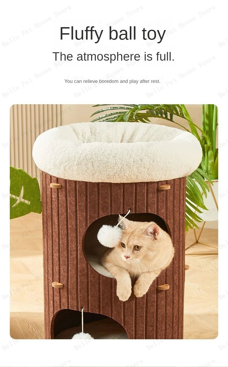 Mystery Paw Multi-layer Felt Cat Tree House & Scratcher